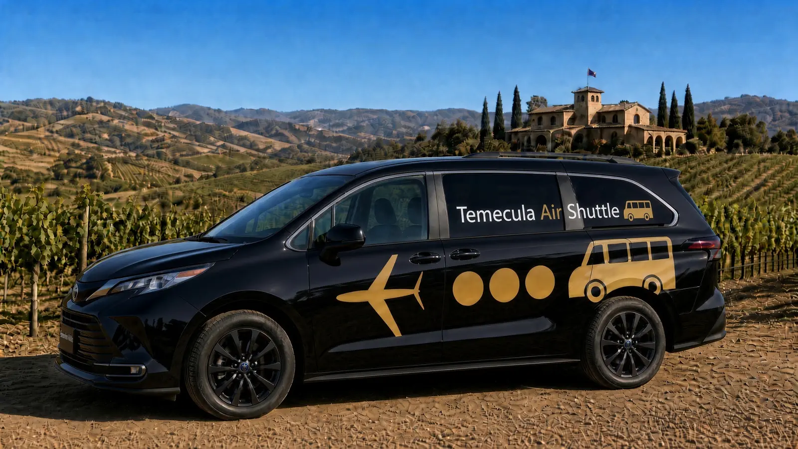 Private Temecula Air Shuttle minivan at a winery estate